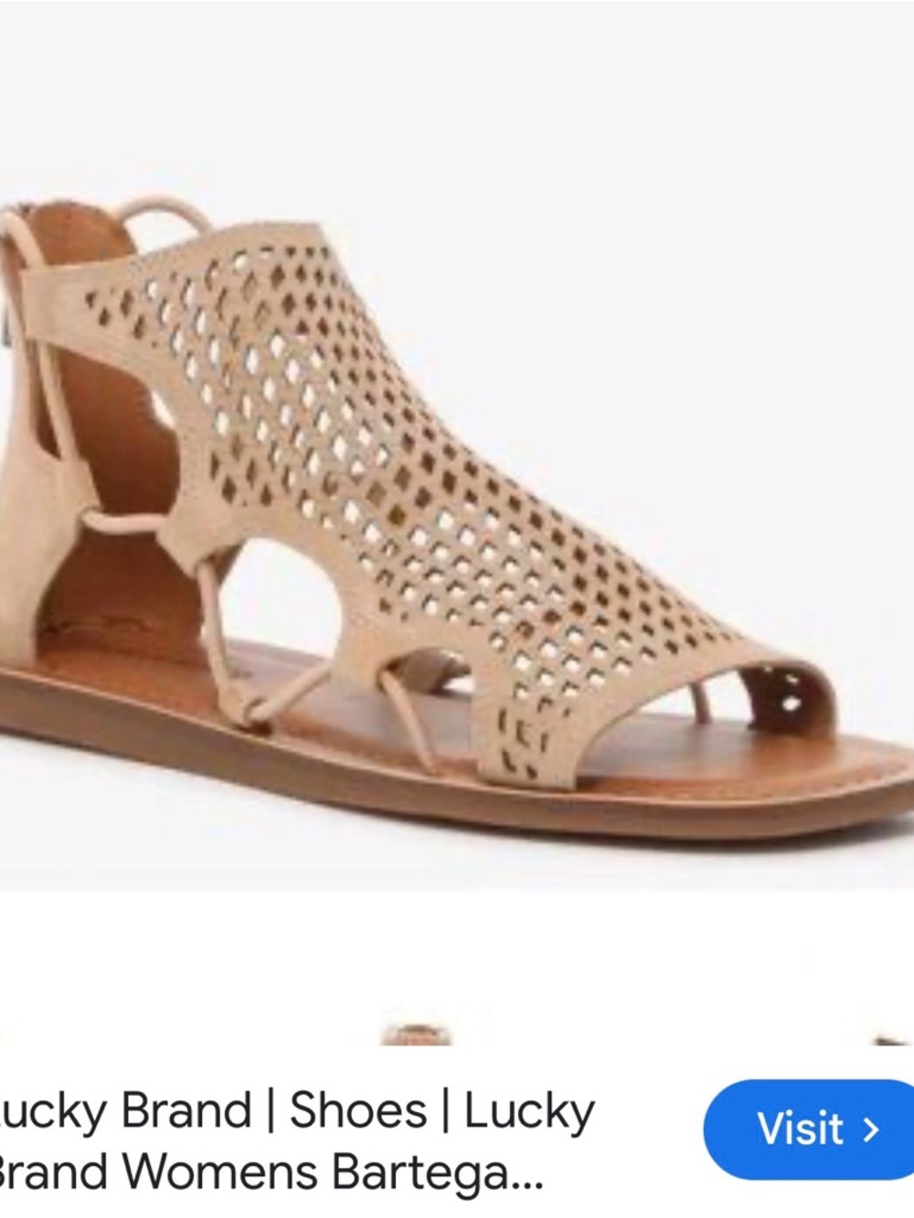 Lucky Brand Tan Perforated Bartega Gladiator Sandals